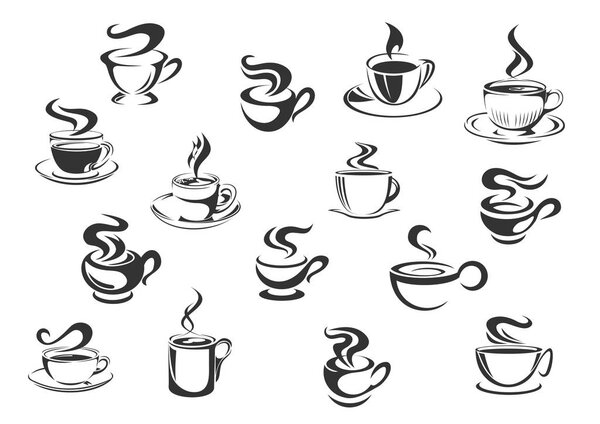 Coffee cups vector icons set