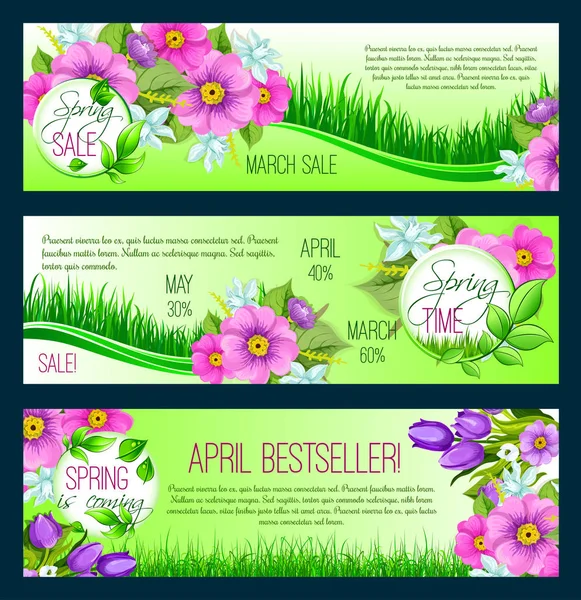 Spring vector floral banners — Stock Vector