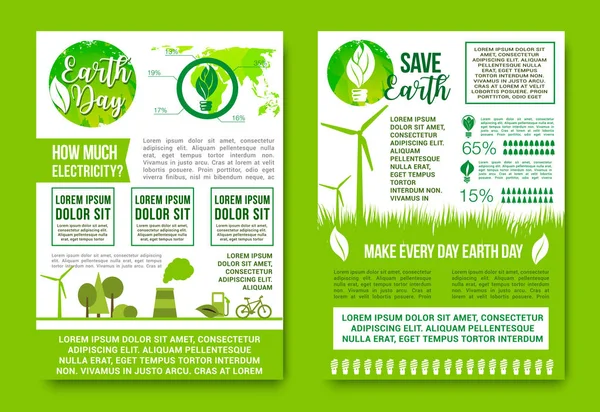 Día de la Tierra vector energía verde y ecología de la naturaleza — Archivo Imágenes Vectoriales