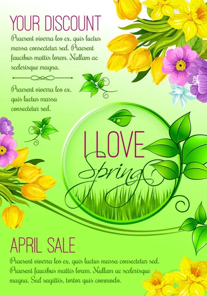 Bahar vektör poster Satılık alışveriş için çiçek — Stok Vektör