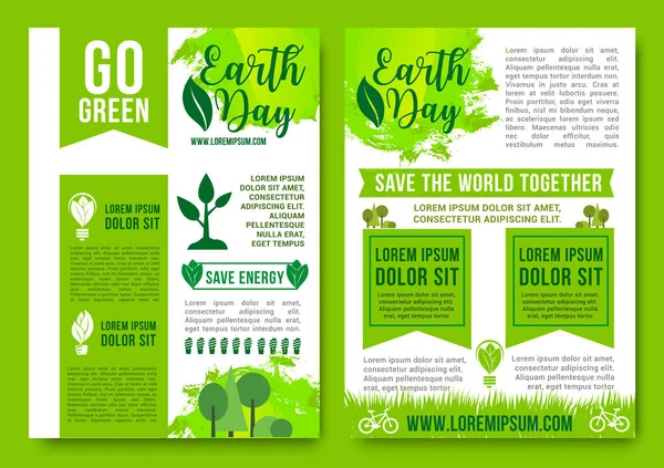 地球の日ベクター パンフレット緑の自然エネルギー — ストックベクタ