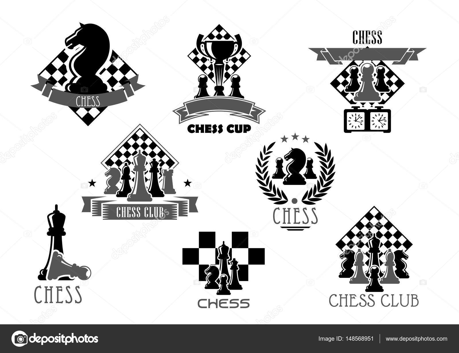 Clube de xadrez ou ícone de torneio para design esportivo imagem