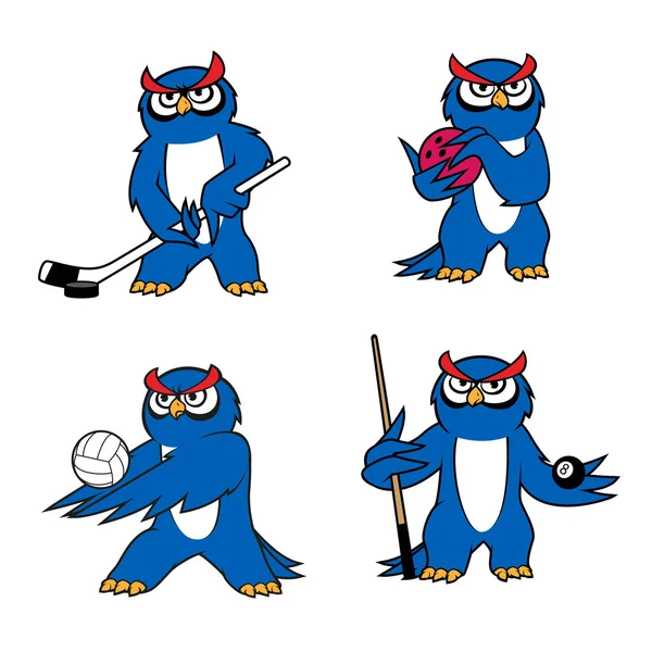 Mascote de aves coruja para clube de esporte ou design de equipe —  Vetores de Stock