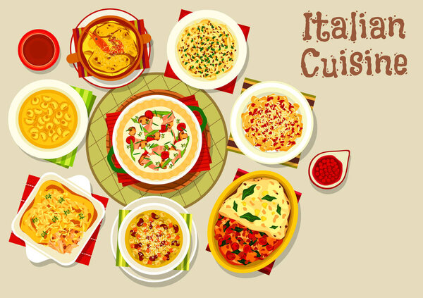 Икона итальянской кухни с макаронами и лазаньей
