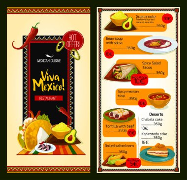 Meksika mutfağı restoran menü şablonu