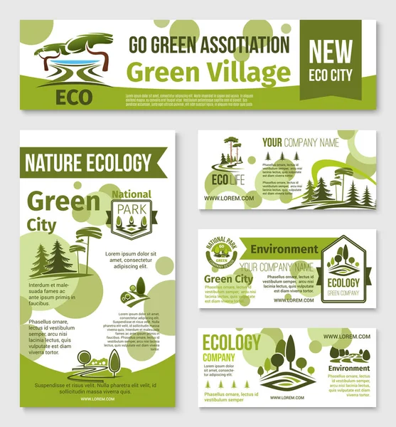 Cidade verde, design de modelo de banner de negócios ecológicos —  Vetores de Stock