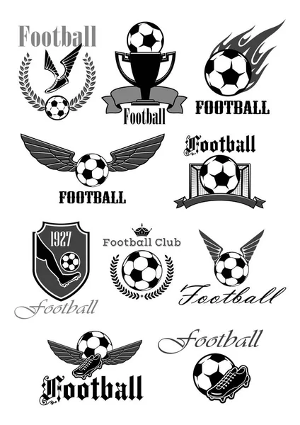 Football or soccer sport club isolated symbol set — Stock Vector