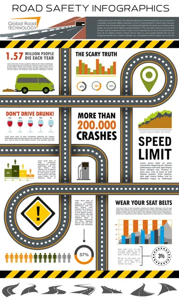 道路及び交通の安全インフォ グラフィック デザイン — ストックベクタ