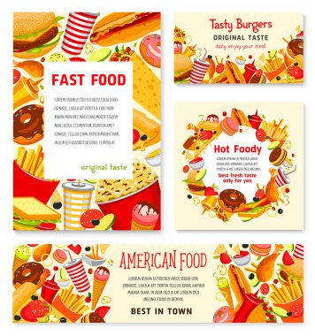 Fast food Restoran vektör menü posterler Şablonlar