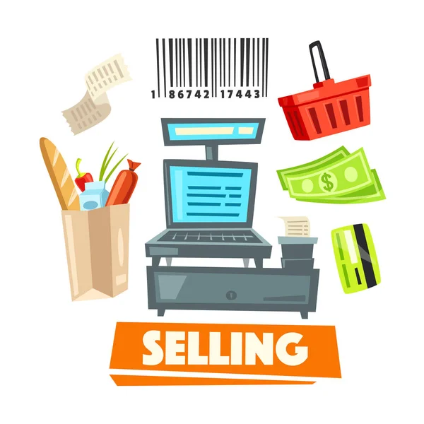 Nákupní maloobchodní prodejní obchod vektorové ikony položky — Stockový vektor