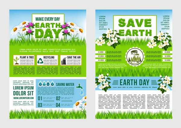 Ημέρα της γης, πλανήτη Αποθήκευση προτύπου αφίσα πληροφοριών — Διανυσματικό Αρχείο