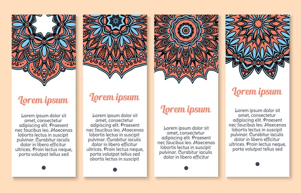 Paisley patrón ornamento vector banners conjunto — Vector de stock