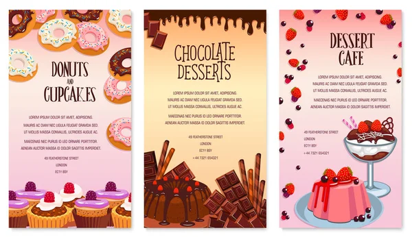 Vector desserts menu template for bakery or cafe — Stock Vector