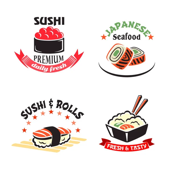 Ícones vetoriais para sushi ou restaurante de frutos do mar —  Vetores de Stock