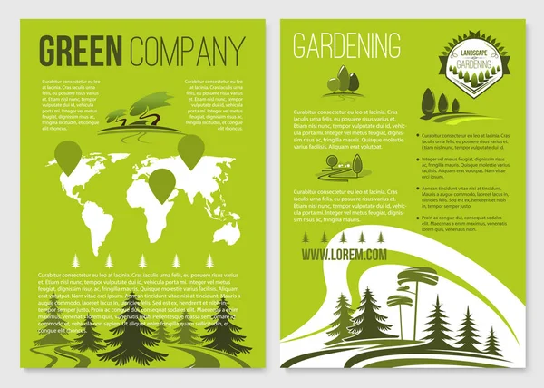 Empresa verde cartazes vetoriais conjunto de modelos — Vetor de Stock