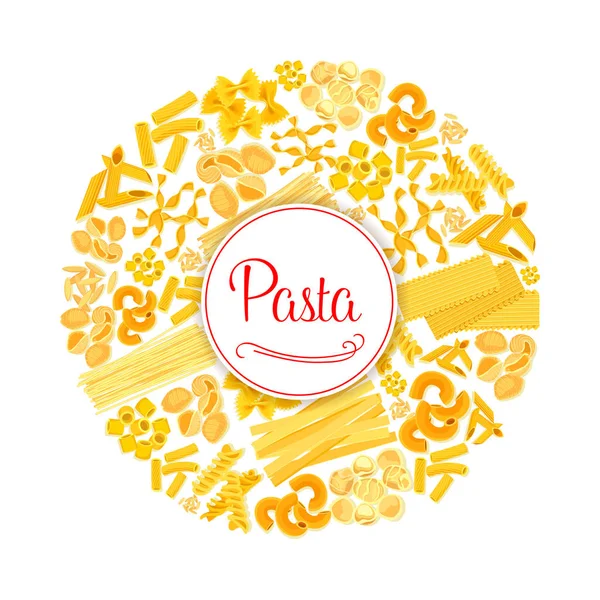 Pasta o macarrones vector redondo cartel italiano — Archivo Imágenes Vectoriales