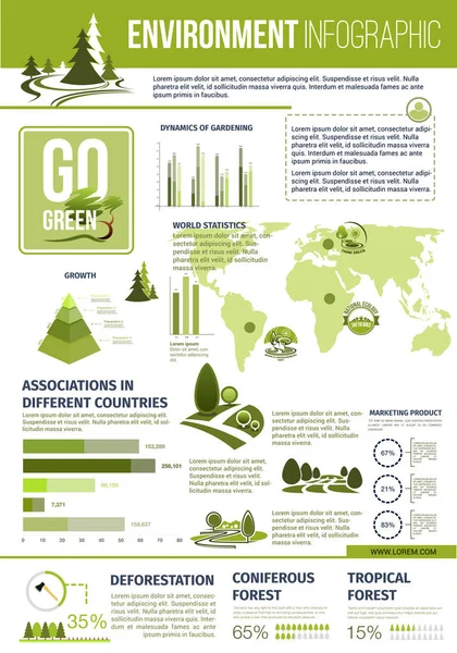 Plantilla de infografías vectoriales naturaleza verde — Vector de stock