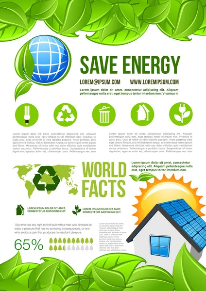 Vektorökologie und Umwelt Energie-Infografiken — Stockvektor