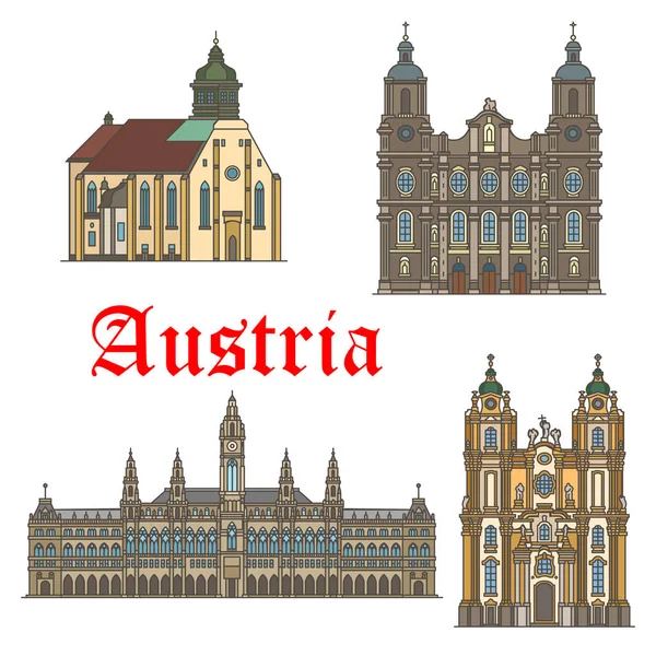 Architekturdenkmäler der österreichischen Vektorsymbole — Stockvektor