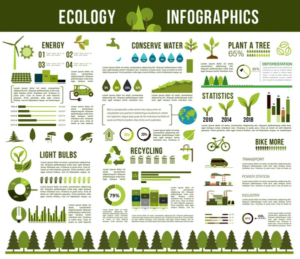 Modelo de infográficos vetoriais de conservação ecológica —  Vetores de Stock