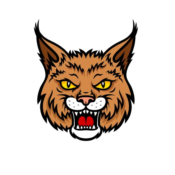 Bobcat lynx head muzzle vector mascot icon — Stock Vector