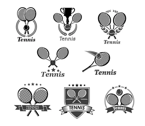 Icônes vectorielles de tennis pour badges de tournoi — Image vectorielle