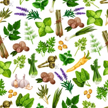 Baharat ve otlar sorunsuz vektör desen