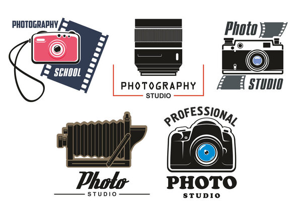 Vector icons set for photo studio school