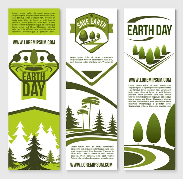 Banderas vectoriales para el concepto de ecología del día de la tierra — Vector de stock