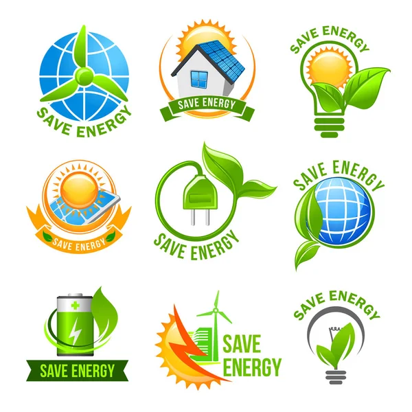 Conjunto de iconos de energía ecológica para el diseño ecológico — Archivo Imágenes Vectoriales