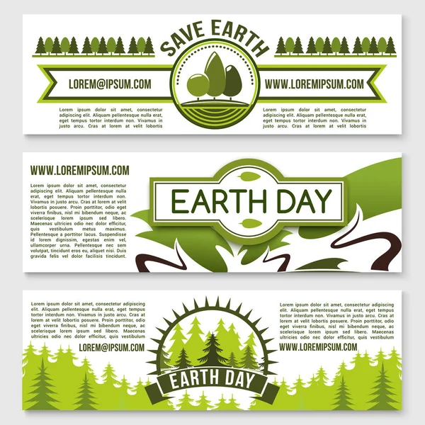 Banderas vectoriales para la conservación de la naturaleza del Día de la Tierra — Vector de stock