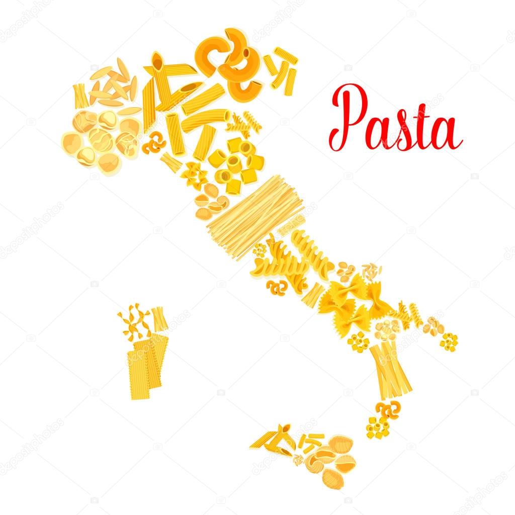 Pasta or italian macaroni vector Italy map