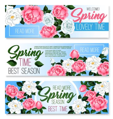 Vektör afiş bahar zaman gül demetleri