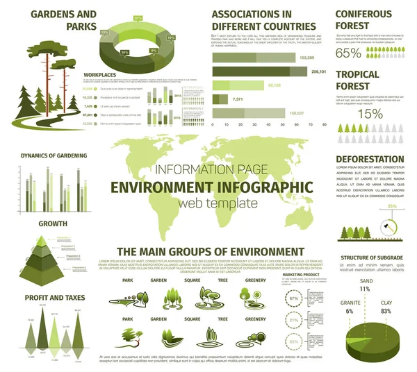 Infografía vectorial para bosque y naturaleza verde — Archivo Imágenes Vectoriales