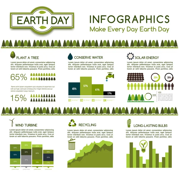 Infografica sulla protezione dell'ecologia, progettazione della Giornata della Terra — Vettoriale Stock