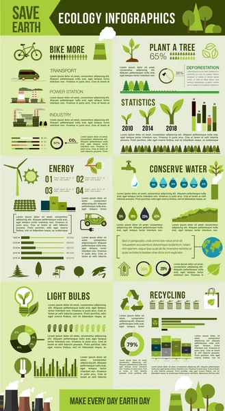 Diseño infográfico de protección ambiental ecológica — Vector de stock