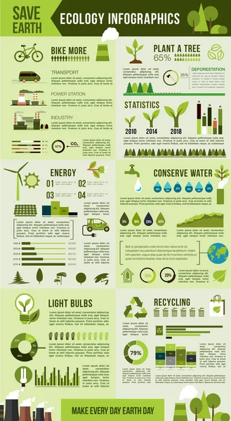 Disegno infografico per la protezione dell'ambiente — Vettoriale Stock