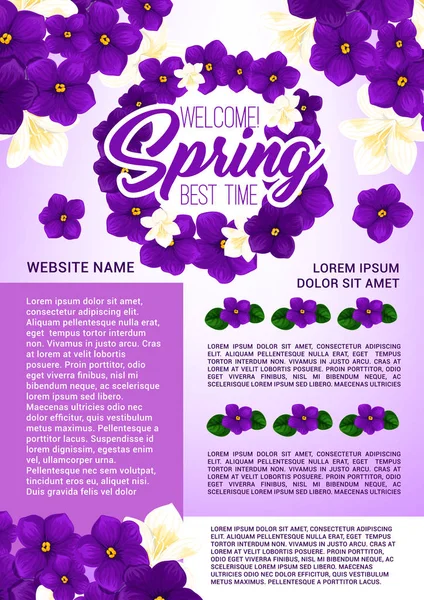 Primavera feriados floral coroa saudação cartaz — Vetor de Stock