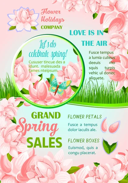 Frühling Urlaub Blumen festliche Plakatgestaltung — Stockvektor