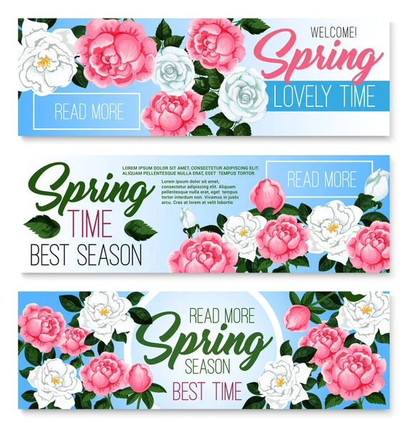 Vektör afiş bahar zaman gül demetleri