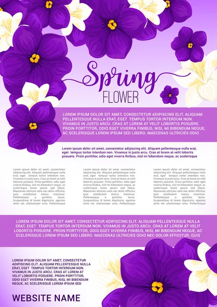 Frühling Blume Strauß Gruß Plakatvorlage — Stockvektor