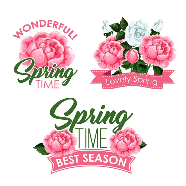Векторная весна розы кучи приветственных цитат — стоковый вектор