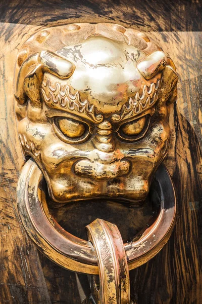 Head of dragon handle in ancient chinese palace — Stock Photo, Image