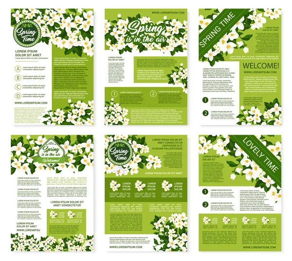 Vector posters of brochures Lentebloemen trossen — Stockvector