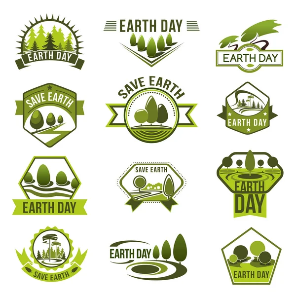 Set de insignias ecológicas para el diseño del Día de la Tierra — Vector de stock