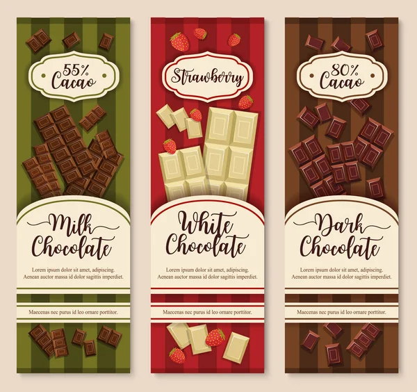 Διάνυσμα banner ή επιδόρπιο σοκολάτα πακέτο σχεδίασης — Διανυσματικό Αρχείο