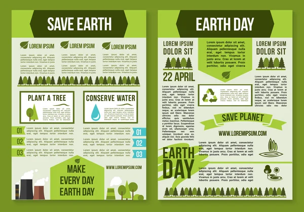 Σώσει τον πλανήτη και την ημέρα της γης πρότυπο Σετ Πόστερ — Διανυσματικό Αρχείο
