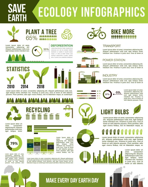 Ecologia e conservazione della natura disegno infografico — Vettoriale Stock