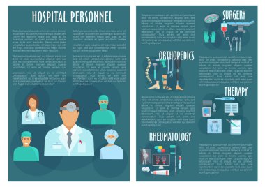 Hastane personeli tıp doktorları vektör poster