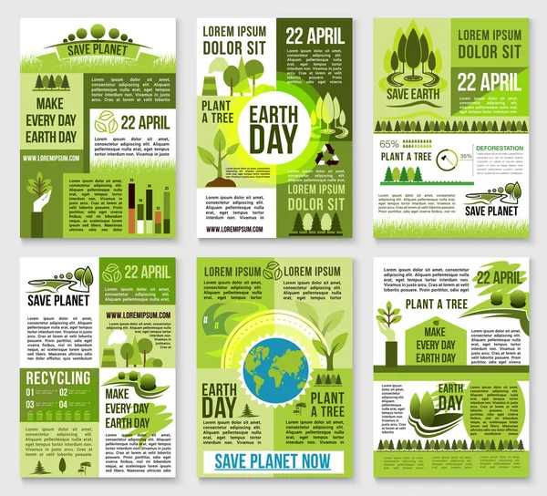 Plantilla de póster del Día de la Tierra para diseño ecológico — Vector de stock